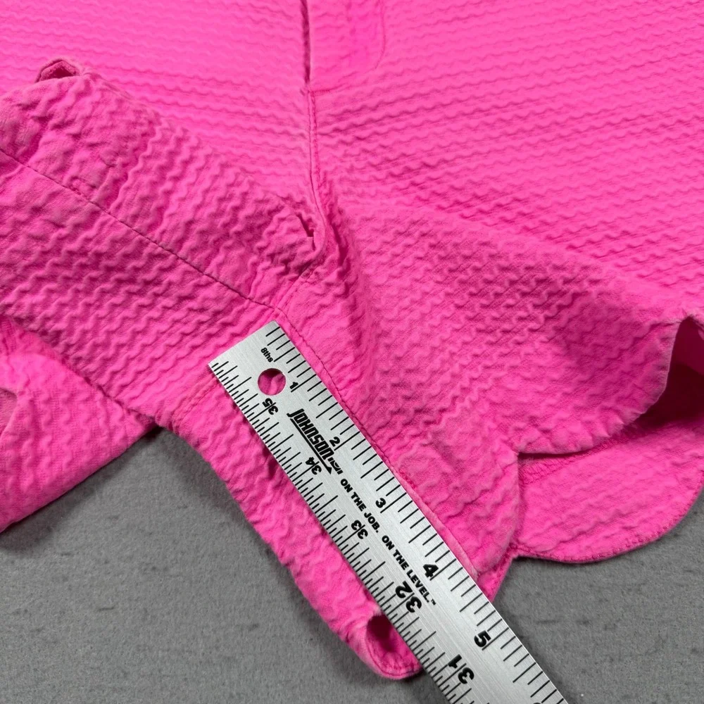 Lilly Pulitzer Buttercup Shorts Womens 12 Pink Seersucker Scalloped Hem Preppy